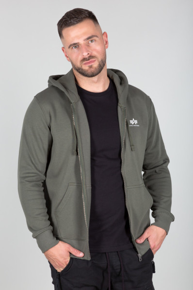 Mikina Alpha Industries Basic Zip Hoody SL dark olive