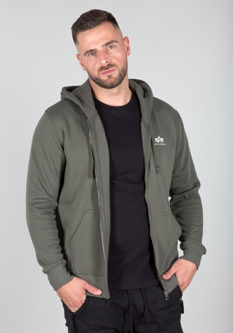 Mikina Alpha Industries Basic Zip Hoody SL dark olive