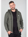 Pánska basic mikina na zips v jednoduchom prevedení s minimalistickým logom v oblasti hrudníka a kapucňou.