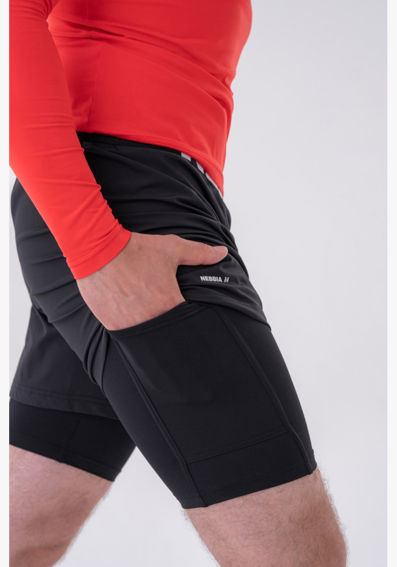 NEBBIA Dvojvrstvové šortky s vreckami...