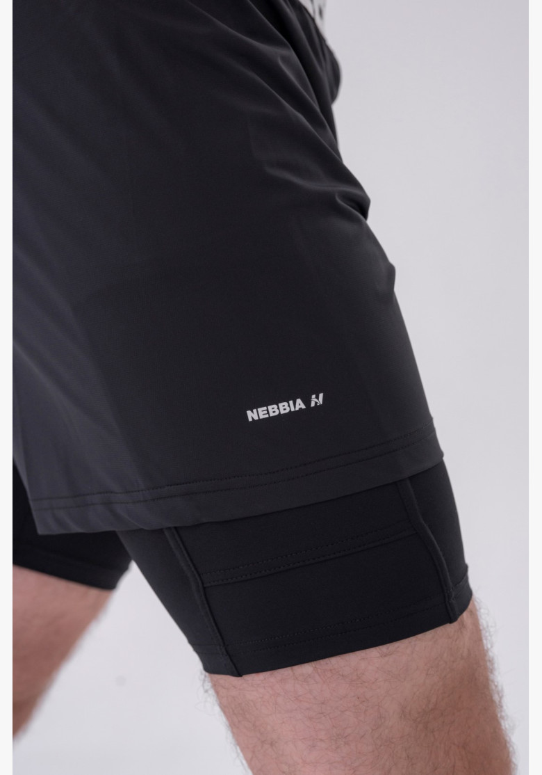 NEBBIA Dvojvrstvové šortky s vreckami...