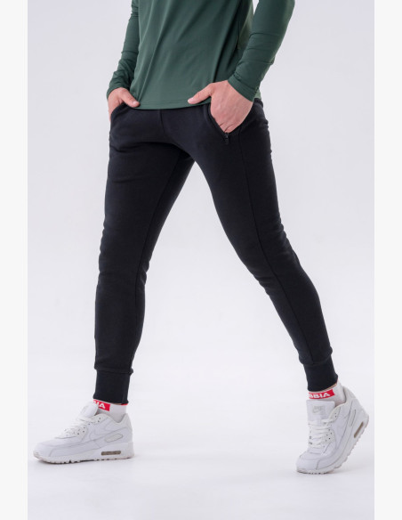 NEBBIA Slim tepláky s vreckami na zips "Re-gain" čierne
