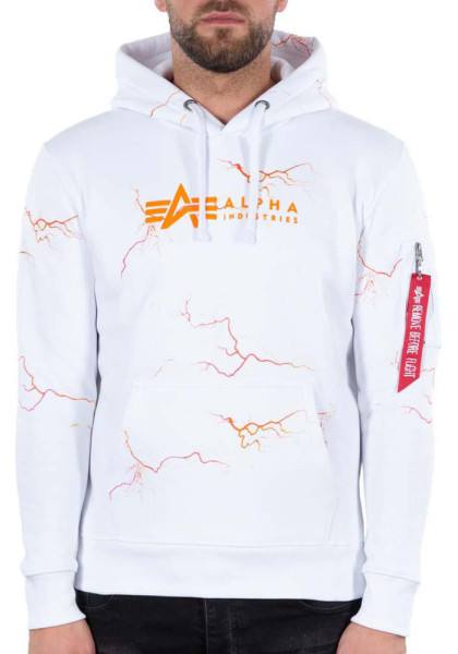 Mikina Alpha Industries Lightning AOP Hoody white orange