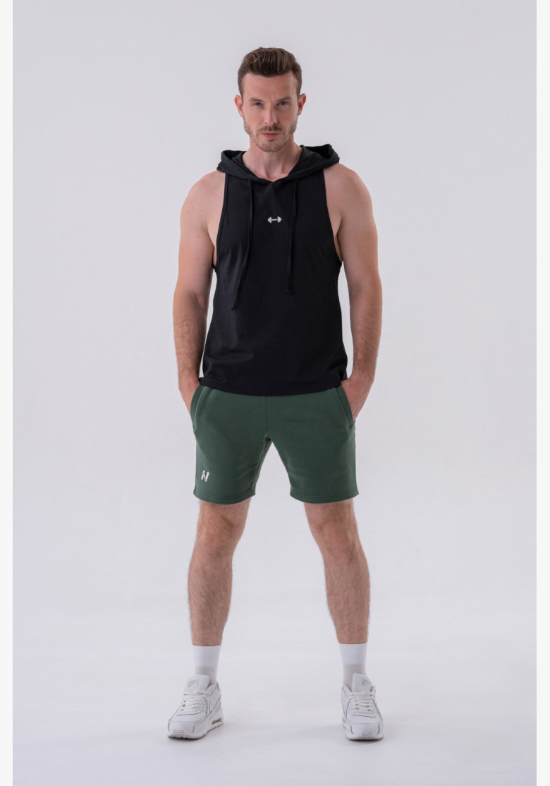 NEBBIA Fitness tielko s kapucňou čierne