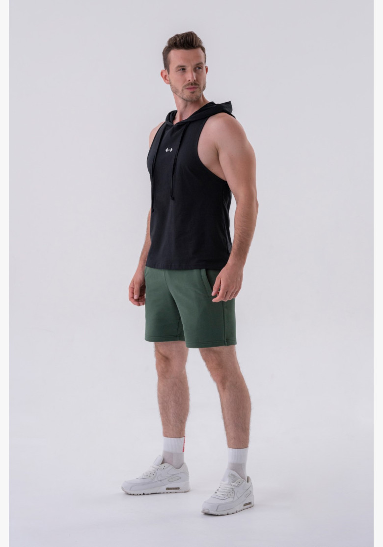 NEBBIA Fitness tielko s kapucňou čierne