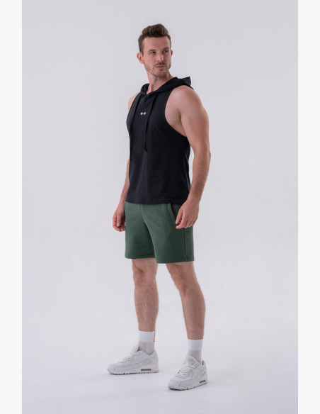 NEBBIA Fitness tielko s kapucňou čierne