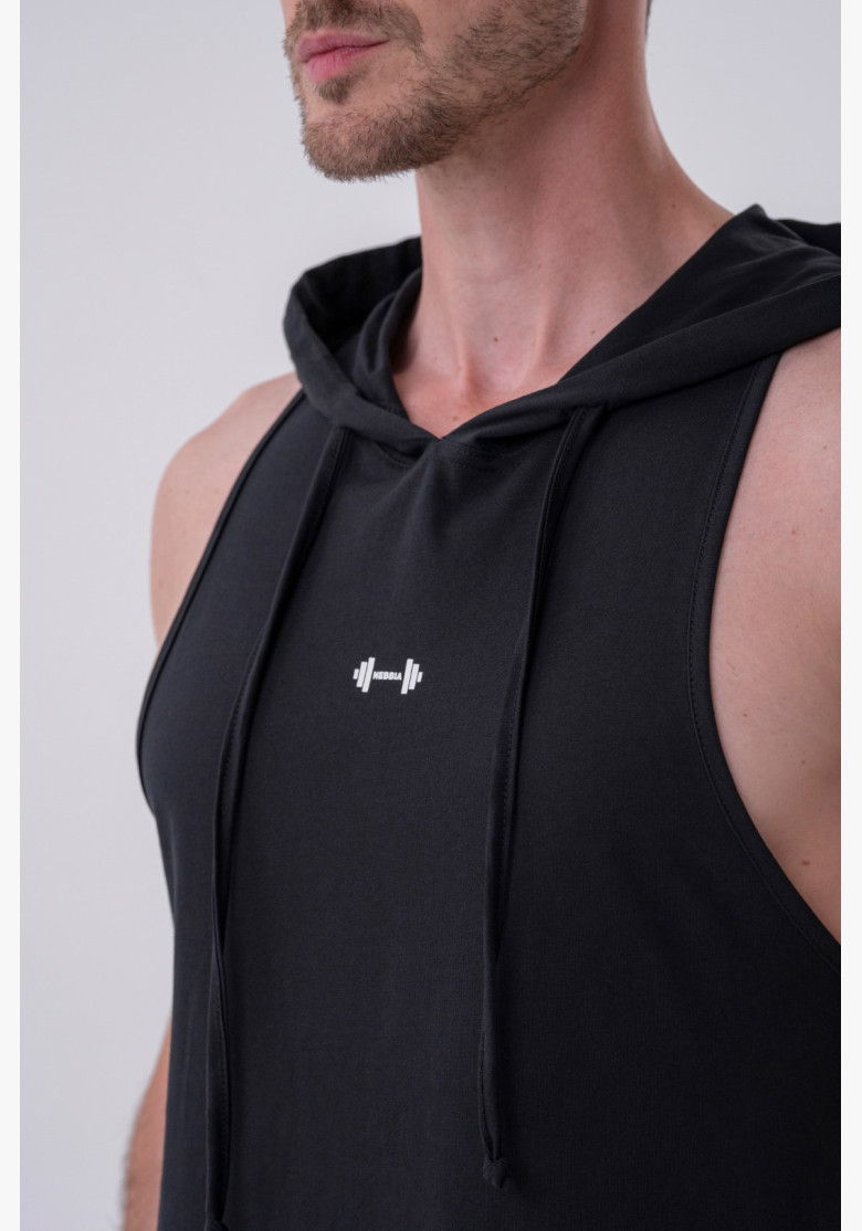 NEBBIA Fitness tielko s kapucňou čierne