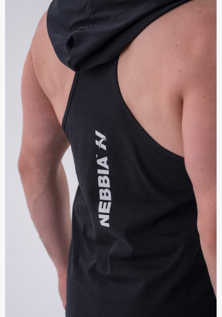 NEBBIA Fitness tielko s kapucňou čierne
