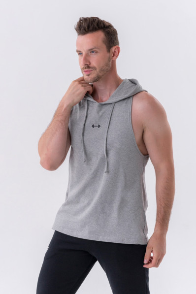 NEBBIA Fitness tielko s kapucňou šedé