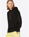 Men's hoodie in a minimalist style. Basic design with chest logo patch and small pocket on the sleeve.