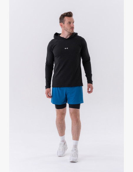 NEBBIA Tričko s dlhým rukávom a kapucňou čierne