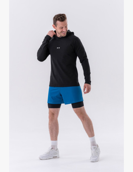 NEBBIA Tričko s dlhým rukávom a kapucňou čierne