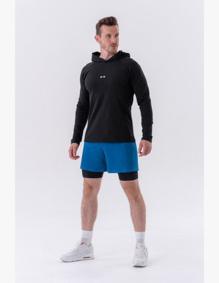 NEBBIA Tričko s dlhým rukávom a kapucňou čierne