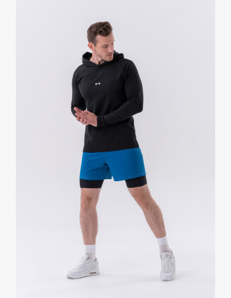 NEBBIA Tričko s dlhým rukávom a kapucňou čierne