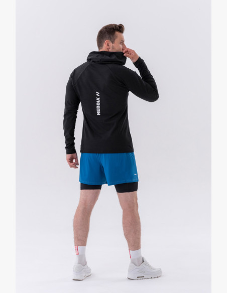 NEBBIA Tričko s dlhým rukávom a kapucňou čierne