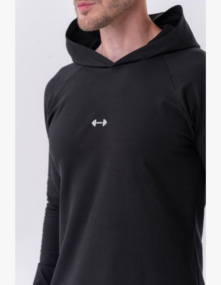 NEBBIA Tričko s dlhým rukávom a kapucňou čierne