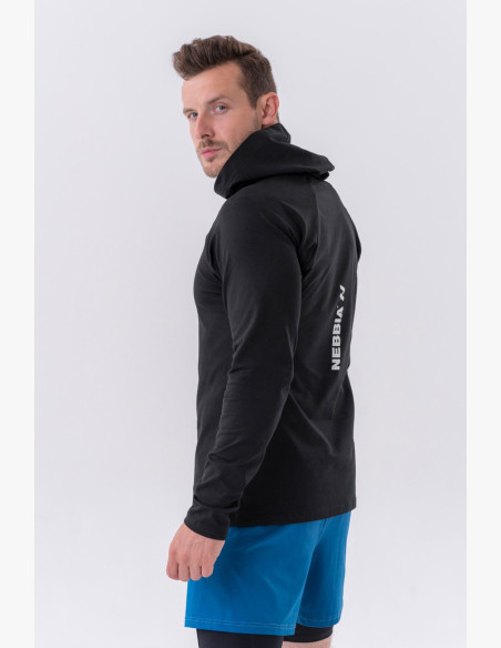 NEBBIA Tričko s dlhým rukávom a kapucňou čierne