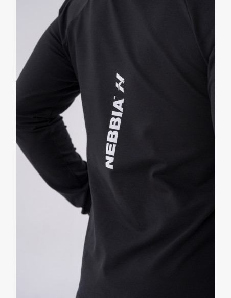 NEBBIA Tričko s dlhým rukávom a kapucňou čierne