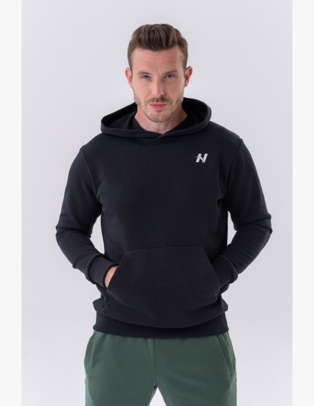 NEBBIA Mikina cez hlavu s kapucňou a predným vreckom čierna