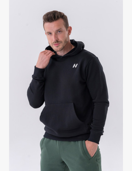 NEBBIA Mikina cez hlavu s kapucňou a predným vreckom čierna