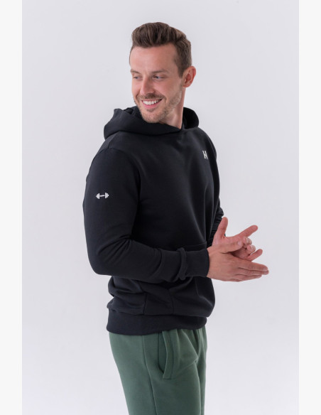 NEBBIA Mikina cez hlavu s kapucňou a predným vreckom čierna