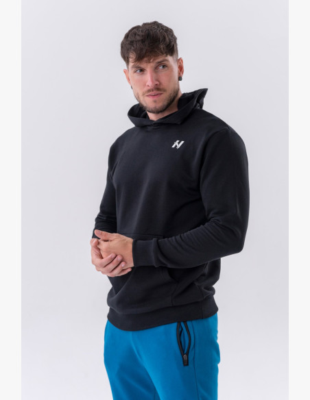 NEBBIA Mikina cez hlavu s kapucňou a predným vreckom čierna