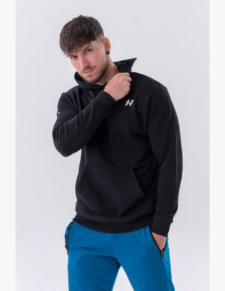 NEBBIA Mikina cez hlavu s kapucňou a predným vreckom čierna