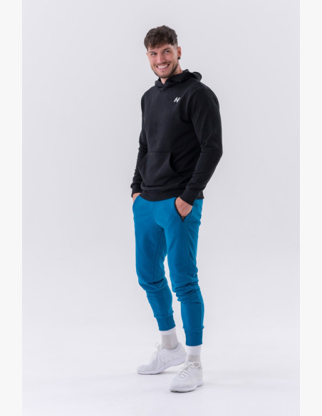 NEBBIA Mikina cez hlavu s kapucňou a predným vreckom čierna