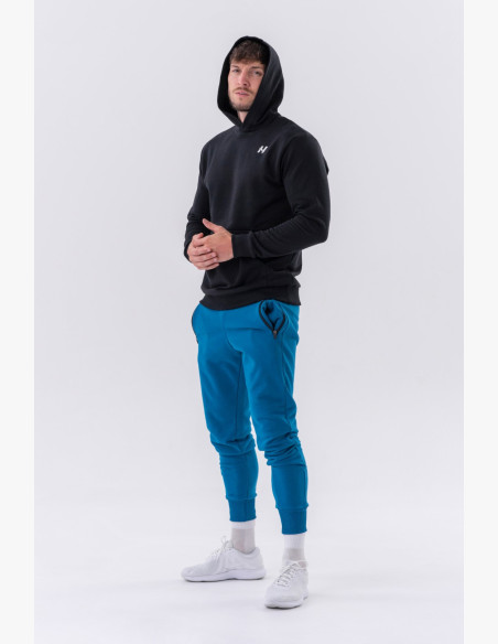 NEBBIA Mikina cez hlavu s kapucňou a predným vreckom čierna