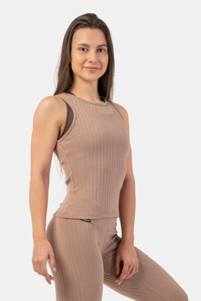 NEBBIA Ribbed organic cotton tank top brown