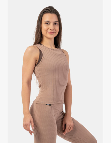 NEBBIA Ribbed organic cotton tank top brown