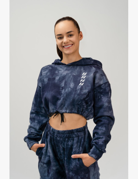 NEBBIA Re-fresh dámska crop mikina s kapucňou modrá
