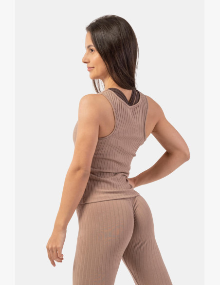 NEBBIA Ribbed organic cotton tank top brown