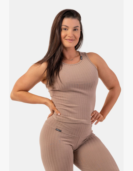 NEBBIA Ribbed organic cotton tank top brown