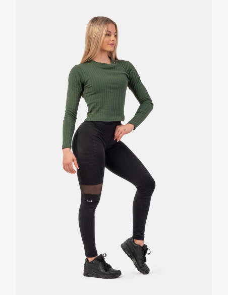 NEBBIA Ribbed long sleeve T-shirt in organic cotton green