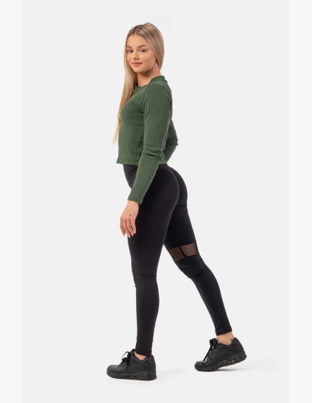 NEBBIA Ribbed long sleeve T-shirt in organic cotton green