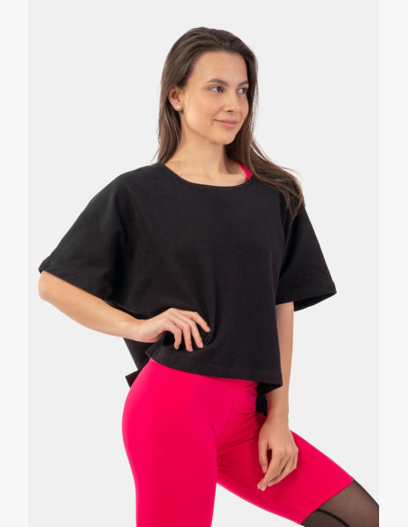 NEBBIA Loose crop T-shirt "The Minimalist" in organic cotton black
