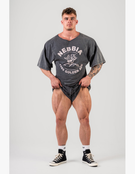 NEBBIA Washed bavlnený rag top GOLDEN AGE čierny