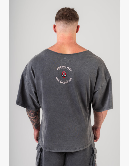 NEBBIA Washed bavlnený rag top GOLDEN AGE čierny