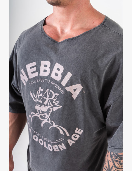 NEBBIA Washed bavlnený rag top GOLDEN AGE čierny