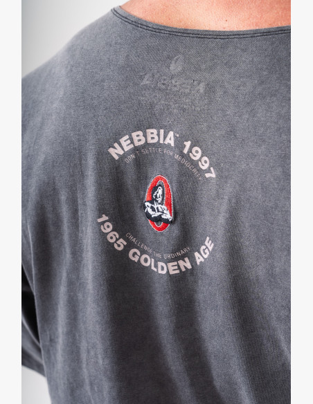 NEBBIA Washed bavlnený rag top GOLDEN AGE čierny