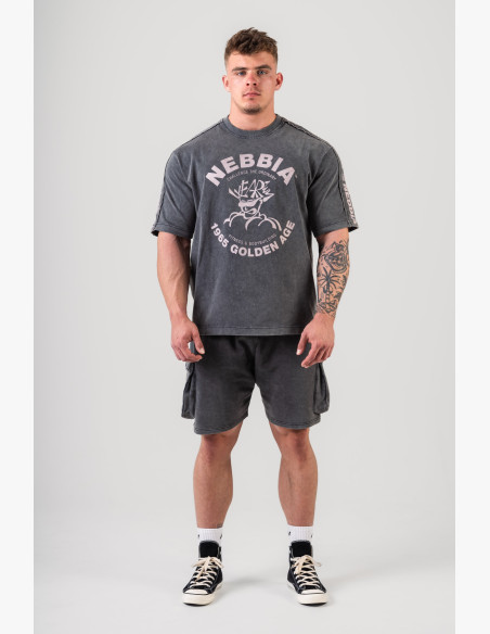 NEBBIA Washed oversized tričko GOLDEN AGE čierne