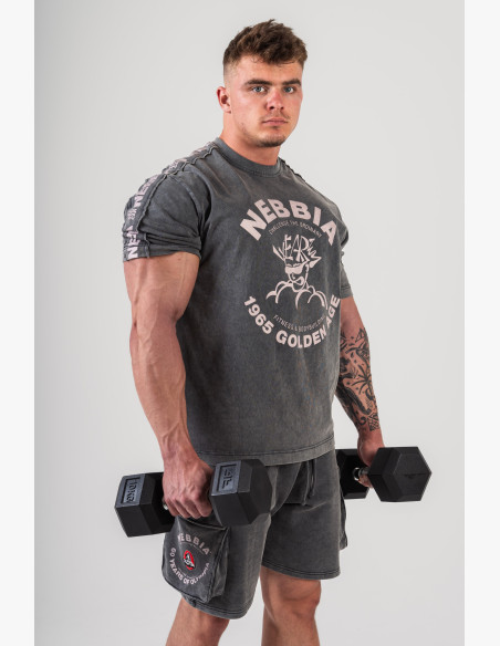 NEBBIA Washed oversized tričko GOLDEN AGE čierne