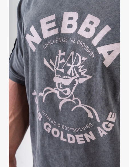 NEBBIA Washed oversized tričko GOLDEN AGE čierne