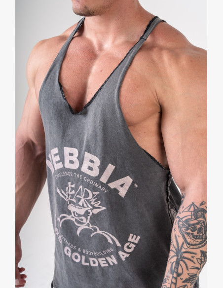 NEBBIA Washed muscle back stringer GOLDEN AGE čierne