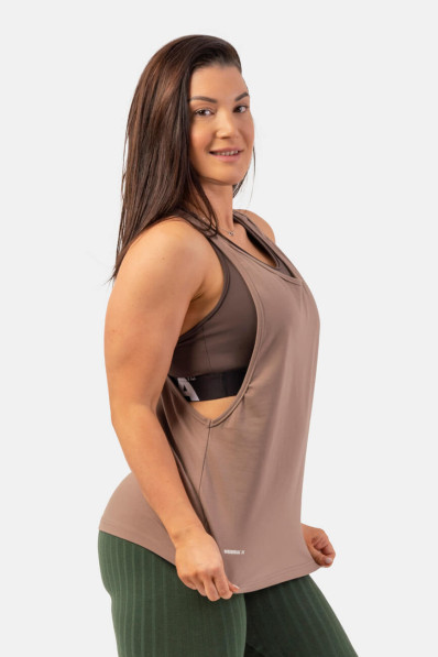 NEBBIA Loose long tank top "Feeling Good" with crossing...