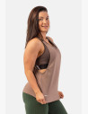 The tank top is a loose fit with wide straps that split into 3 strips in the back, which makes a beautiful design in the back, you can put for example a sports bra under the tank top.