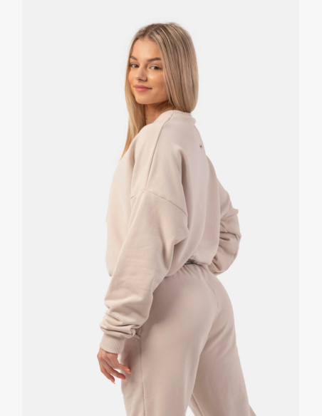 NEBBIA Loose-fitting hoodie "Feeling Good" beige