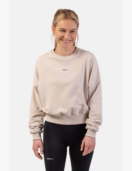 NEBBIA Loose-fitting hoodie "Feeling Good" beige