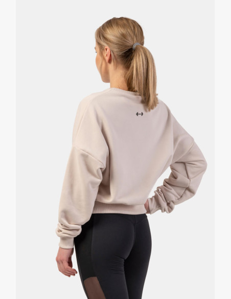 NEBBIA Loose-fitting hoodie "Feeling Good" beige